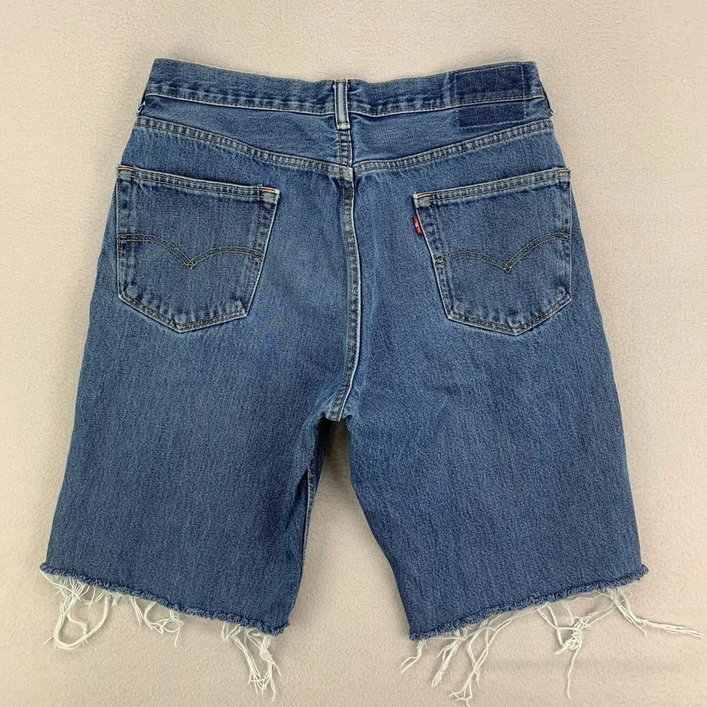 Levi's Jorts Mens 36 Blue Cut Off Jean Shorts Western Denim Y2K Loose‎